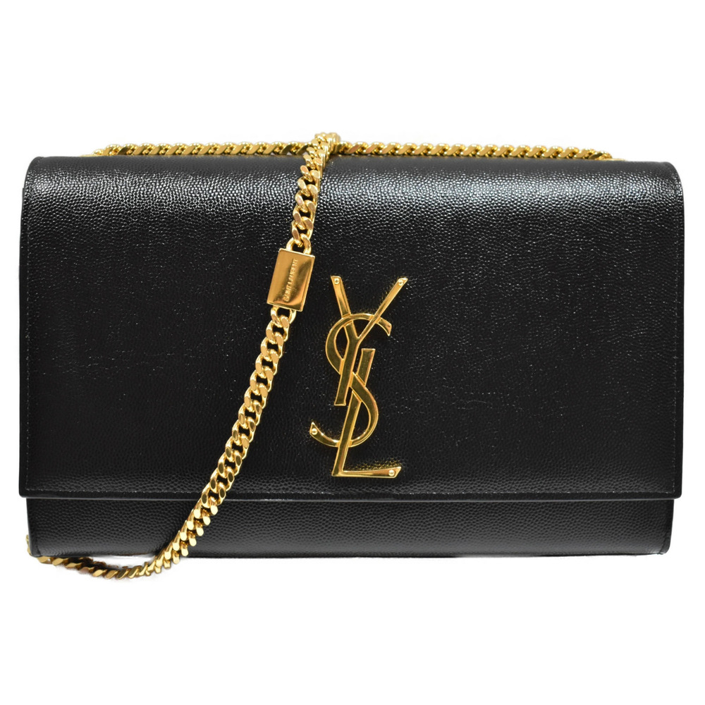 SAINT LAURENT Kate Chain Shoulder Bag Leather Black